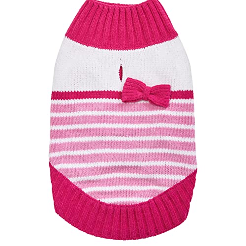 Blueberry Pet Pinkes Prinzesschen Designer Chenille Hundepulli mit Schleifen-Deko, Rückenlänge 41cm, Einzelpackung Bekleidung für Hunde von Blueberry Pet