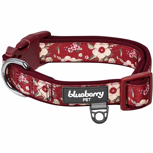 Blueberry Pet Sanft & Bequem Orientalische Blume Neopren-Gepolstertes Verstellbares Hundehalsband, Toskanisch Rot, S, Hals 30cm-40cm von Blueberry Pet