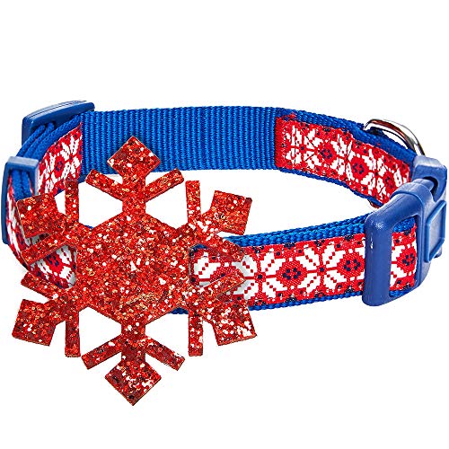 Blueberry Pet Verstellbares Hundehalsband mit weihnachtlichem Schneeflocken-Design, Größe M, Halsumfang 36,8 cm - 50,8 cm von Blueberry Pet