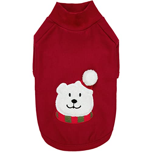 Blueberry Pet Weich & Angenehm “Merry Christmas” Festlicher Eisbär Rollkragen Pullover Herbst Winter Hunde-Sweatshirt Mantel, Rückenlänge 41cm, Warme Bekleidung für Große Hunde von Blueberry Pet