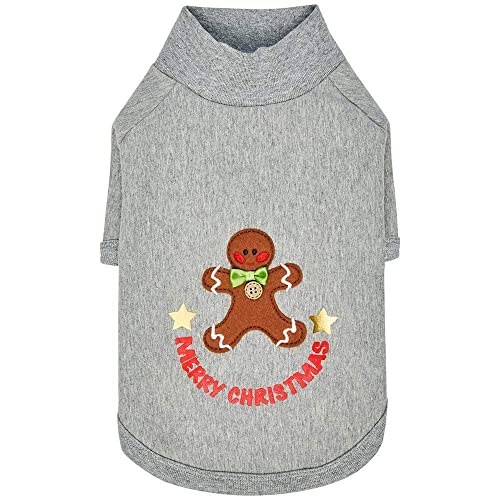 Blueberry Pet Weich & Angenehm “Merry Christmas” Festlicher Lebkuchen Rollkragen Pullover Herbst Winter Hunde-Sweatshirt Mantel, Rückenlänge 46cm, Warme Bekleidung für Große Hunde von Blueberry Pet