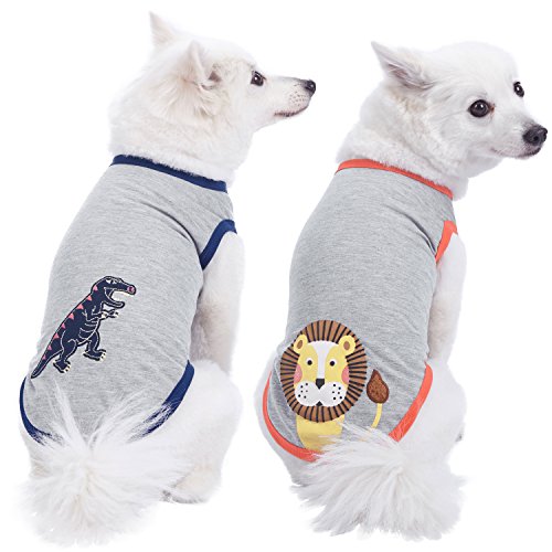 Blueberry Pet Weich & Angenehm Zoospaß Baumwoll-Mischgewebe Hundeshirts, Rückenlänge 30cm, Doppelpackung Bekleidung für Hunde von Blueberry Pet