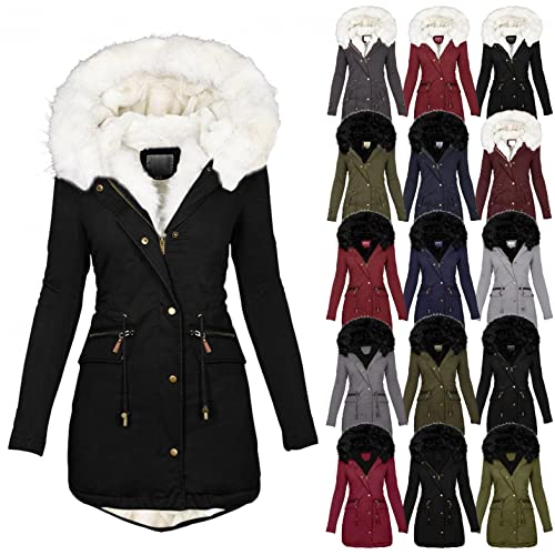 Bluelucon Damen Casual Fuzzy Fleece Hoodies Outwear Langarm Solid Open Übergröße Cardigan Trenchcoat Fleece Pullover Taschen Plüschjacke Winterjacke von Bluelucon