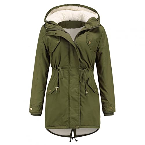 Bluelucon Damen Fleecejacke Plüschjacke Winterjacke Teddy Warm Hoodie Innenfutter Warm Mantel mit Innenfleece Jacke Full Zip Frauen Wintermantel Winterjacke Lange Cardigan Jacke Coat Mäntel von Bluelucon