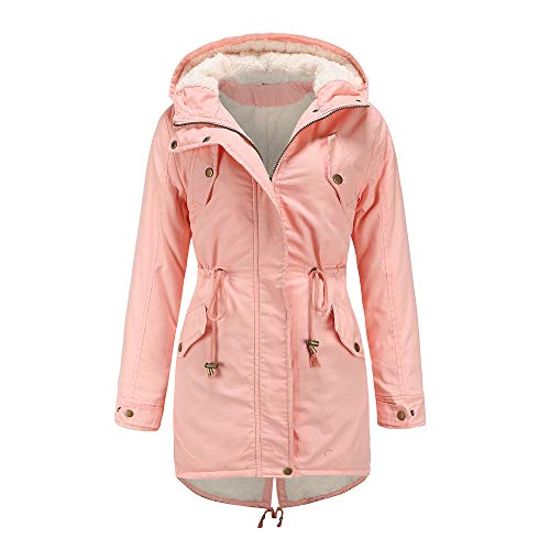 Bluelucon Damen Fleecejacke Plüschjacke Winterjacke Teddy Warm Hoodie Innenfutter Warm Mantel mit Innenfleece Jacke Full Zip Frauen Wintermantel Winterjacke Lange Cardigan Jacke Coat Mäntel von Bluelucon