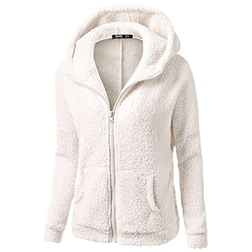 Bluelucon Damen Plüschjacke Wintermantel Frauen Frauen Plus Size Coat Kuschelpulli Flauschig Sweatshirt mit Fell Kuschelpullover Strick Teddypullover Winterpullover Warm Teddy Pulli von Bluelucon