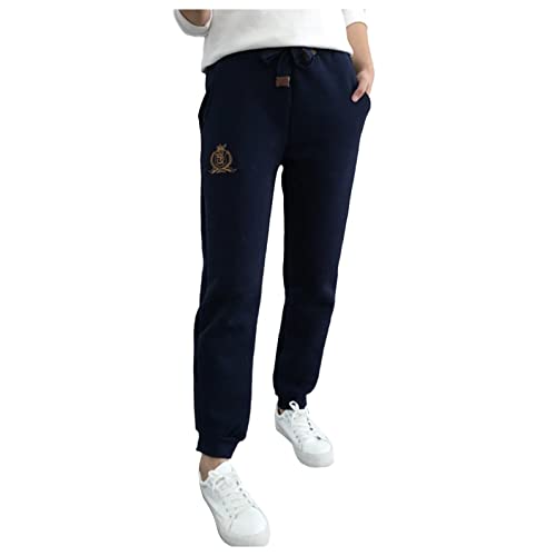 Bluelucon Damen Sporthosen Lang Jogginghose Warme Fleece Hose mit Taschen Frauen Lounge Dicke Jogginghose lastischer Bund mit Kordelzug Trainingshose Yogahose Freizeithose mit Innenfleece von Bluelucon