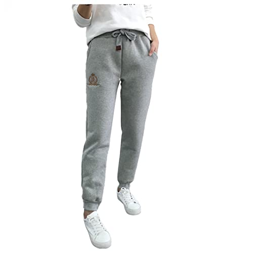 Bluelucon Damen Sporthosen Lang Jogginghose Warme Fleece Hose mit Taschen Frauen Lounge Dicke Jogginghose lastischer Bund mit Kordelzug Trainingshose Yogahose Freizeithose mit Innenfleece von Bluelucon