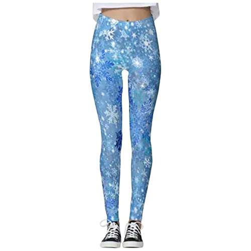 Bluelucon Damen Stretch Yoga Leggings Weihnachtsleggings 3D Christmas Druck Bunte Sport Strumpfhose Einfarbige HüFthebende Faltbare Yogahose Sportleggins Sport Strumpfhosen Stretch Skinny Hosen von Bluelucon