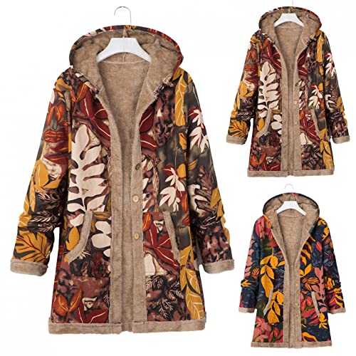 Bluelucon Damen Winter Jacke Ladies Oversized Sherpa Jacket mit Kapuze Dicke Cardigan Reißverschluss Loose Plush Multicolor Fluffy Hoodie,Loose Plush Zip Hooded Jacket, Womens Fuzzy Fleece Coat von Bluelucon