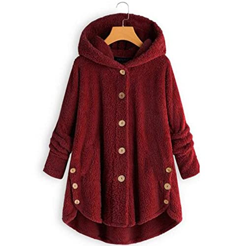 Bluelucon Damen Winterjacke Große Größen Winter PlüSchjacke Mantel mit Tasches Coat Pullover Jacken Reißverschluss Plüschjacke Fleecejacke Oberteile Teenager Mädchen Einfarbig Sweatshirt Mantel Tops von Bluelucon