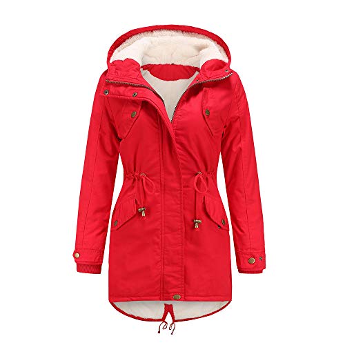 Bluelucon Damen Wintermantel Lang Warm Fleecejacke Langarm Warme Jacke Übergröße Fuzzy Mantel Kapuzen Trench Innenfleece Zipper Pullover Lose Plüsch Oberbekleidung Cardigan Outdoor Wärmemantel von Bluelucon