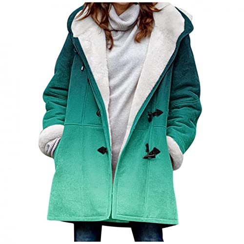 Bluelucon Plüschmantel Damen Fleecemantel Damen Mit Kapuze Verdicken Damen-Fleecejacke aus Sherpa-Fleece, mit durchgehendem Reißverschluss Lässig Mode Jacke Frauen Womens Übergroße Outwear von Bluelucon