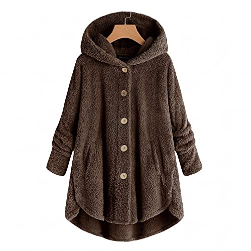 Bluelucon Plüschmantel Damen Teddymantel Fleecemantel Damen Mit Kapuze Coat Langarm Plüsch Warm Süßer Ohren Plüschjacke Kapuzenpulli Teddy-Fleece Warm Sweatshirt Jacket Outwear von Bluelucon