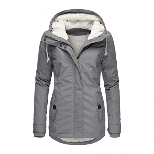 Bluelucon Regenjacke Winterparka Damen Fleecejacke Mantel Hoodie Lässig Mode Casual Winter Warm Sherpa Gefüttert Zip Up Kapuzenpulli Jacke Frauen Mädchen Lange Kapuzenpullover Übergroße Outwear von Bluelucon