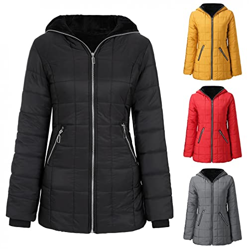 Bluelucon Regenjacke Winterparka Damen Fleecejacke Mantel Hoodie Plus Sizes Lang Einfarbig Fleecejacke Langarm Reißverschluss Hooded Casual Kapuzenpullover Herbst Winter Winterpullover mit Tasche von Bluelucon