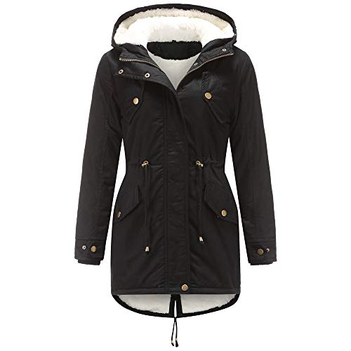 Bluelucon Winterparka Damen Wintermantel Warme Damen Winter Jacke Lange Outdoor Slim ÜBergangsmantel Lang Warm Jacke Winterjacke Winter Frauen GefüTtert Kurz Sale Pelzmantel Pelzjacke Winterparka von Bluelucon