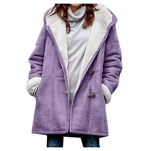 Damen Bequemer Hoodie Mit Fleecefutter, Durchgängigem Langarm Zipper Frauen Zipper Langarm einfarbig Sherpa Futter Fleece Baumwolle plüsch warme Hoodie Mantel Mantel mit Taschen Outwear von Bluelucon