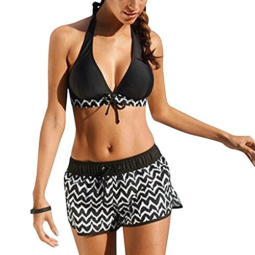 Damen Bikini Push up Badeanzug Damen Bademode mit Hot Pants Bedruckter Swimsuit Zweiteiler High Waist Bikinihose Strandbikini Sportlich Bademode Bikini Set Badeanzug Bauchweg Bikini Push Up Pads von Bluelucon