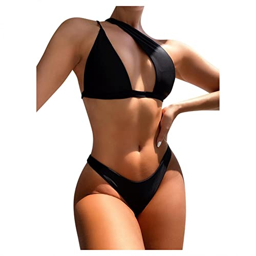 Damen Bikini Set Klassischer Triangel Rückenfrei Bikinioberteil Verstellbare Bademode Brasilianer Niedrige Taille Tanga Bikinihose Zweiteiliger Badeanzug Push Up Tanga Badebekleidung Beachwear von Bluelucon