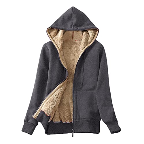 Damen Klassische Baumwoll Jacke Warmer Fleece Mantel Winter Oversized Warm Im Winter Plus GrößEndrucktaschen Winterjacke Windjacke Kapuzenpullover von Bluelucon