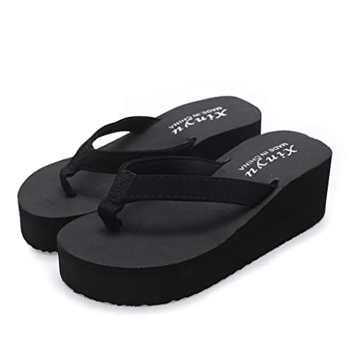 Damen Sommer Sandalen mit Keilabsatz Plattform Sandalen Flip Flops Plateau Bohemia Strand Pantoletten Beach Slipper Zehentrenner Pantoffeln Wedges Strand Sandalen mit Hohen Absätzen Badeschuhe von Bluelucon