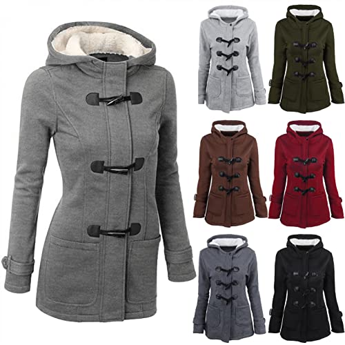 Damen Wintermantel Lang Warm Fleecejacke Langarm Warme Jacke Bedruckt Muster Outdoor Parka Jacke Mittellanger Winddichter Oberbekleidungs mantel Langarm Zipper Hoodie Jacke Outwear Parka Mäntel von Bluelucon