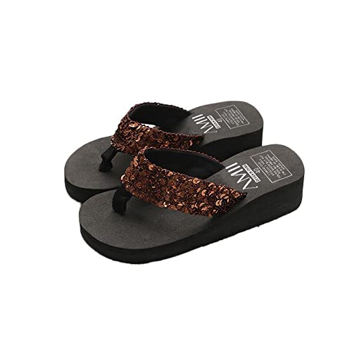 Damen Zehentrenner Keilabsatz Plateau Zehenstegsandalen mit Blüte Weichem Laufsohle, für Urlaub Strand Drinnen Sommer Strandpantolette Bequeme Sandalen Frauen Flip Flops Slip-Ons Sommerschuhe von Bluelucon