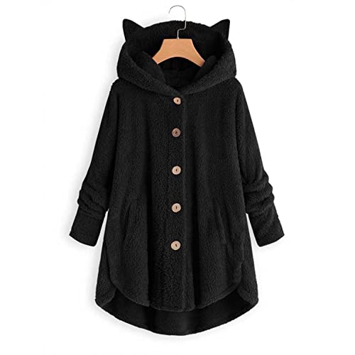 Plüschjacke für Frauen Niedlichen Hoodies Fleece Pullover Herbst Coat Plüsch Teddyfell Pullover Teddy Fleece Flausch Sweatshirt Pullover Flauschige Pullis Warm Flauschige Cardigan Teddyjacke von Bluelucon