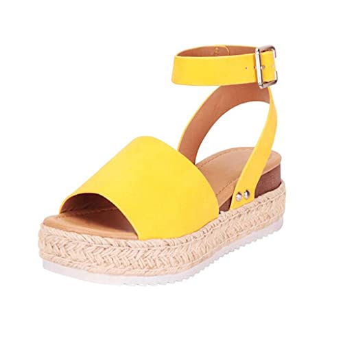 Sandalen Damen Zehentrenner Keilabsatz Sandalen Sommer Vintage Offene Schuhe Faux Leder Plattform Rom Flip Flops Römische Schuhe Freizeit Sommerschuhe Strandsandalen Wedges Badelatschen von Bluelucon