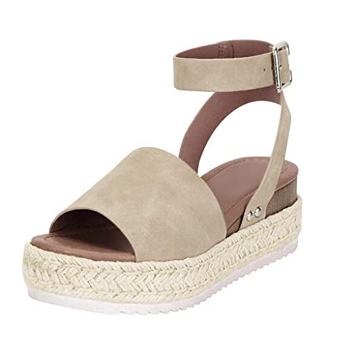 Sandalen Damen Zehentrenner Keilabsatz Sandalen Sommer Vintage Offene Schuhe Faux Leder Plattform Rom Flip Flops Strandsandalen Römische Schuhe Freizeit Sommerschuhe Wedges Badelatschen von Bluelucon