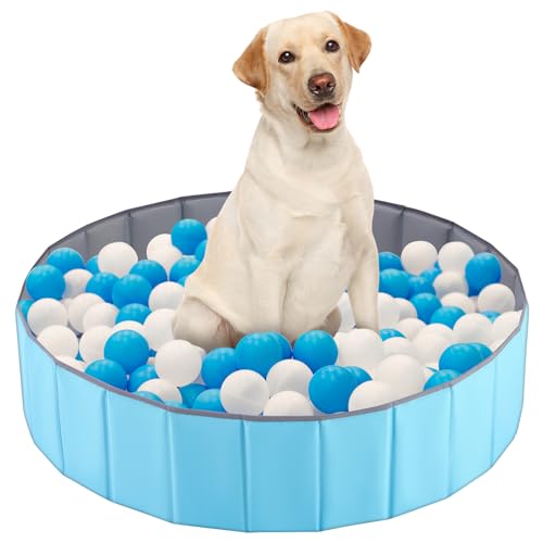 Blueweenly Hundeball, lustig, faltbar, für mehr als 600 Bälle, Haustierball, Welpengrube, interaktives Hundespielzeug für drinnen und draußen, 119,4 cm, Blau von Blueweenly