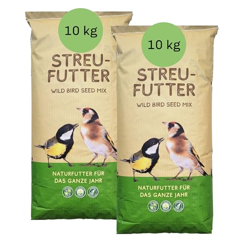 Vogelfutter 20kg - Wildvogelfutter Streufutter - Sonnenblumenkerne, Getreide & Weizen - Ganzjahresfutter für Meisen, Spatzen - Für Vogelhaus, Futterschale & Garten - Neue Rezeptur von Blumixx