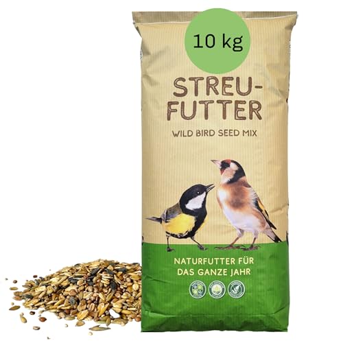 Vogelfutter 10kg – Winterfutter & Ganzjahresfutter – Wildvogelfutter Streufutter mit Sonnenblumenkernen, Getreide & Weizen – Proteinreich für Meisen, Spatzen & Rotkehlchen – Für Vogelhaus & Garten von Blumixx