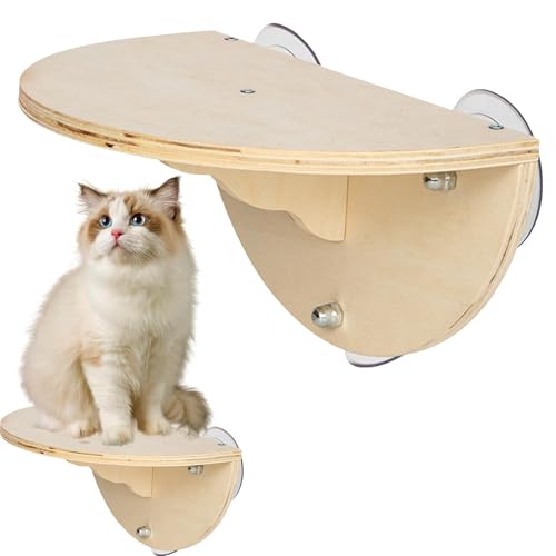 2-in-1 Cordless Cat Hammock, Cat Window Perch, Kitten Window Seat, Cordless Cat Climber, Window Cat Seat, Heavy Duty Wooden Cat Perch Seat with 3 Suction Cups for Indoor Cats von Bmdjdq