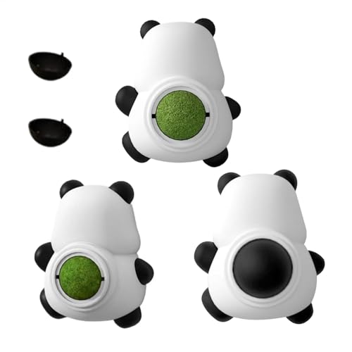 Bmdjdq Leckball Für Katzen, Drehbares Katzenspielzeug In Panda-Form, Kauspielzeug Für Kätzchen, Essbar, 9 cm, Zum Reinigen Der Zähne von Bmdjdq