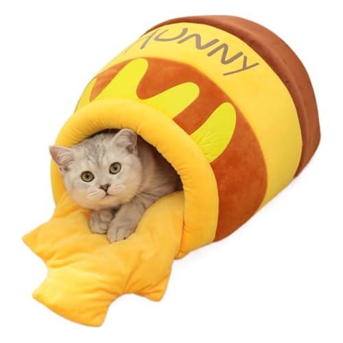 Cute Animal Bed, Plush Pet Bed, Stylish Cat Bed, Pet Sleeping Bed, Honeypot Cat Cave, Washable Semi-Enclosed Cat Tent with Removable Cushion for Kittens, Rabbits, Guinea Pigs von Bmdjdq