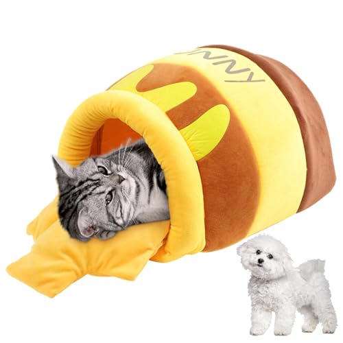 Cute Animal Bed, Plush Pet Bed, Stylish Cat Bed, Pet Sleeping Bed, Honeypot Cat Cave, Washable Semi-Enclosed Cat Tent with Removable Cushion for Kittens, Rabbits, Guinea Pigs von Bmdjdq