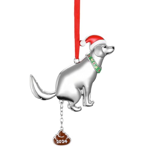 Deko Für Kackende Hunde, Hängende Hundekot-Verzierung Aus Metall, Hundekot-Anhänger, Einfach Aufzuhängen, Leicht, 13 cm, Für Auto-Rückansicht, Wand, Tür, Weihnachtsbaum von Bmdjdq