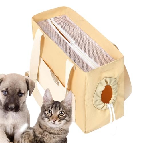 Haustier-Reisetasche, Hunde-Tragetasche mit Kordelzug, weiche Seiten-Katzentrage, weiche Netz-Katzentrage, kleine Hunde-Reisetasche, multifunktionale Haustier-Ausflugstasche für kleine Katzen und Hund von Bmdjdq