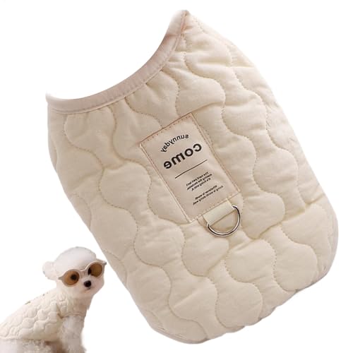 Haustier-Winterweste, Hundejacke für kaltes Wetter, kleine Hundejacke mit integriertem Loch für das Geschirr, wasserabweisender Stoff, verstellbare Klettverschlüsse, Armeegrün, Beige, für Hunde und Ka von Bmdjdq