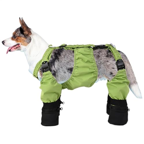 Haustierpfoten-Stiefel-Leggings, Hunde-Stiefel-Leggings, Hunde-Hosenträger-Haustierstiefel, rutschfeste Sohle, verstellbare Strapshalter, klein, mittel, hellgrün, lila, für Hunde von Bmdjdq