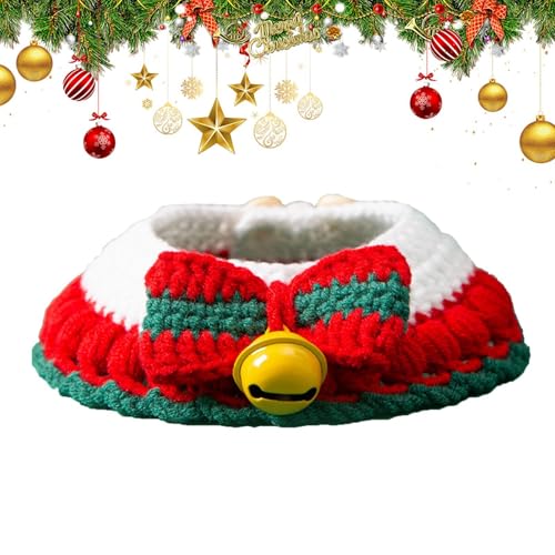 Katzen-Weihnachtshalsband, Weihnachts-Haustier-Fliege, gestricktes Katzenhalsband, stilvolle Kätzchen-Fliege, kleines Haustier-Halsband, weiche Baumwolle, handgefertigt, Stricken, Kätzchen-Halsbänder von Bmdjdq