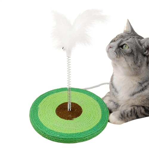 Katzenfederspielzeug, Katzenkratzer mit Feder | Teppich-Katzenkratzbaum mit Federstab-Spielzeug - Hochbeständiges Teppich-Kratzspielzeug, Sisalseil-Kratzunterlage zum Trainieren und Spielen von Bmdjdq