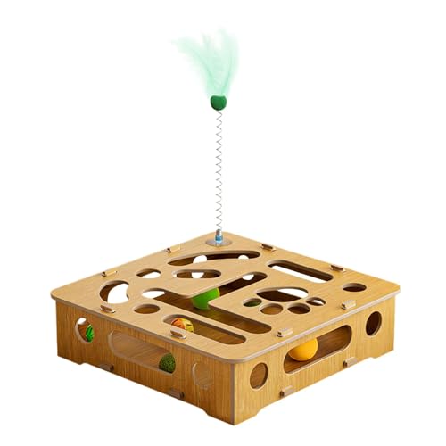 Katzenpuzzle Box, Katzenjagdspielzeug, Holz Interaktives Puzzle-Spielzeug, Ungiftiges Material, Leicht, 28 cm, Für Innen von Bmdjdq