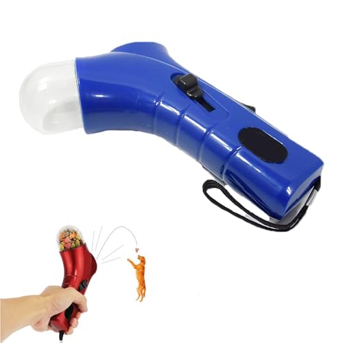 BnMvF Handheld Pet Treat Launcher Einstellbare Katze & Hund Snack Shooter, 3-Farben Durable PP Spielzeug für Indoor/Outdoor-Training (Blau) von BnMvF