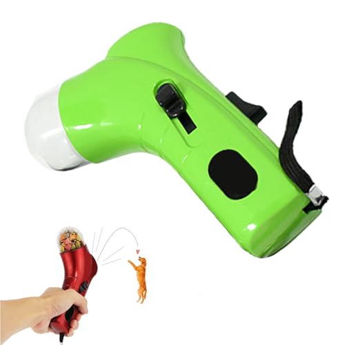 BnMvF Handheld Pet Treat Launcher Einstellbare Katze & Hund Snack Shooter, 3-Farben Durable PP Spielzeug für Indoor/Outdoor-Training (Grün) von BnMvF