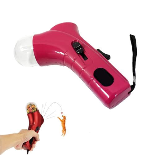 BnMvF Handheld Pet Treat Launcher Einstellbare Katze & Hund Snack Shooter, 3-Farben Durable PP Spielzeug für Indoor/Outdoor-Training (Rot) von BnMvF