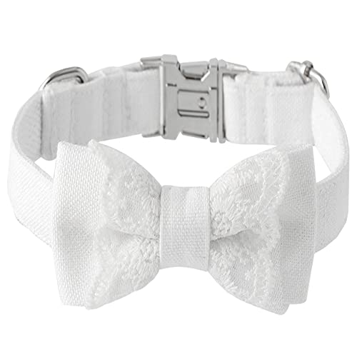 Bnibol Einzigartiges Hundehalsband im Hochzeitskleid-Stil, verstellbare Größe, abnehmbare Fliege, geeignet für große Hunde (Hochzeit L) von Bnibol