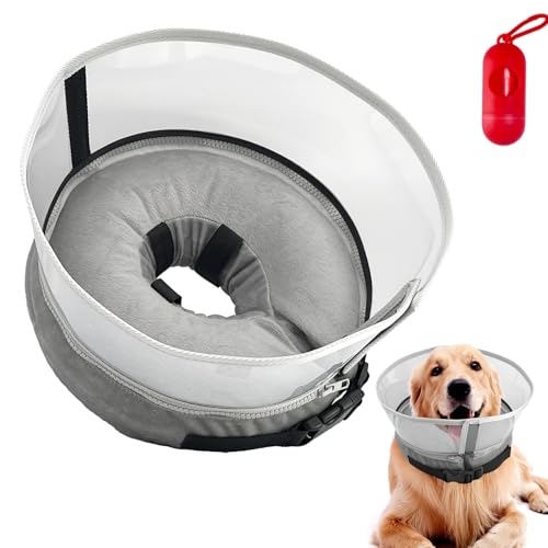 Aufblasbares Hundehalsband – B2-3 Chirurgie Erholung Einstellbar Weiche Alternative Hals Donut mit Schild für kleine, mittelgroße und große Haustiere, XL von Bnzaq